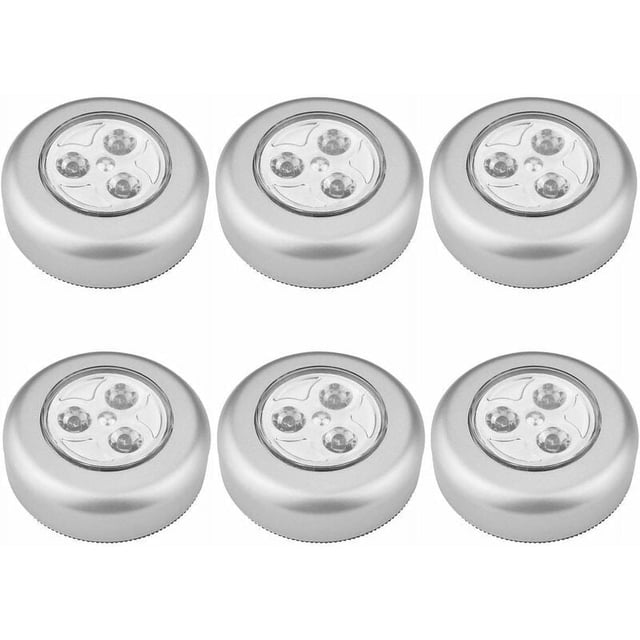 Luz nocturna inalámbrica a batería, lámpara táctil con bombillas LED blancas súper brillantes de bajo consumo para iluminación de armarios, alacenas y cocinas, paquete de 6