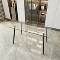 thumbnail image 3 of Cterwk 51" Rectangle Dining Desk with Metal Legs, 0.31" Thick Tempered Glass Tabletop Dining Table for Kitchen, Dining Room, Living Room, 3 of 10