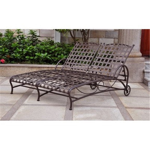 Maykoosh Fe Nailhead Double Multi Position Chaise Lounge, Durable Iron Construction With Weather-Proof Powder Coat Finish, Adjustable Height, 73 X 52 X 15 Inches