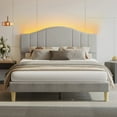 thumbnail image 3 of Pinmoco Full Upholstered Bed Frame with Adjustable Arc-shaped Headboard, LED Platform Bed, Fabric Gray, 3 of 10