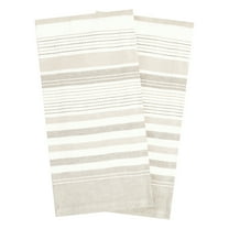 T-fal Dual-Sided Skipping Striped Kitchen Towels, 2-Pack, Toast