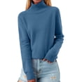 thumbnail image 3 of Fashion Women's Sweater with Turtleneck Loose Fit Long Sleeve Knit Thickened Polyester Perfect for Seasonal Styles, 3 of 8