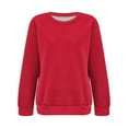 thumbnail image 4 of Women's Solid Color Crewneck Sweatshirt, Soft Long Sleeve Pullover Top with Lightweight Breathable Fabric, Comfortable Stretchy Casual Wear for Daily Loungewear and Streetwear Red M, 4 of 5