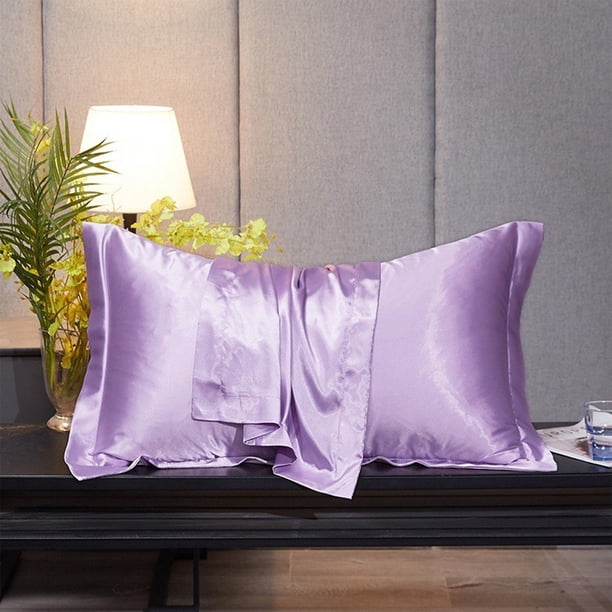 Funda de Almohada de Seda Satinada para Cabello y Piel - Tamaño Estándar 20 X 30 Pulgadas, Suave, Transpirable y Refrescante con Cremallera Oculta - Azul Marino, Gris, Café, Amarillo, Rojo, Rosa, Azu