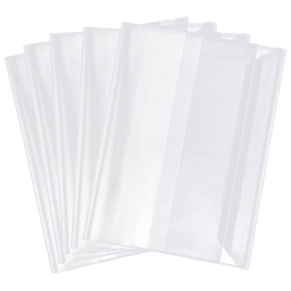 10Pcs Adjustable Plastic Book Covers Clear 8.5 x 6.2 Inch Waterproof Transparent Book Sleeve with Self-Adhesive Strip Document Paper Protector DIY