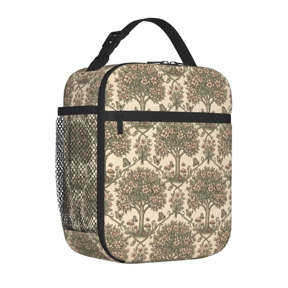 Tree Of Life Lunch Bag Insulated Reusable Cooler Tote Thermal Leakproof Meal Prep Bag Work Office Commute Travel Picnic Portable Side Mesh Pocket Zipper