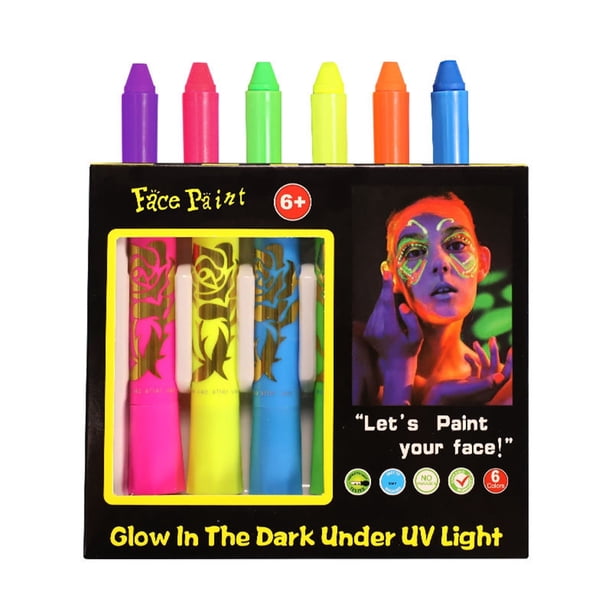 Maojin Toy Story Juguetes 6/12 Pieces Glow Blacklight Face & Body Paint Makeup, Glow In The Dark Face Painting Kit Neon Paint Sticks For Kids Adult Halloween Glow Party