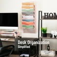 thumbnail image 2 of Mind Reader Wall File Organizer, 8 Pocket Hanging Document Rack, Office Wall Mount, Metal Mesh, Pink, 2 of 6