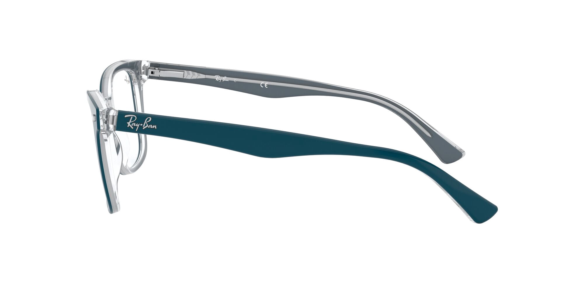 Ray-Ban RB5285 Optics Glasses, Prescription Eyeglasses with Case, Demo Lens/Turquoise On Transparent, Size 53