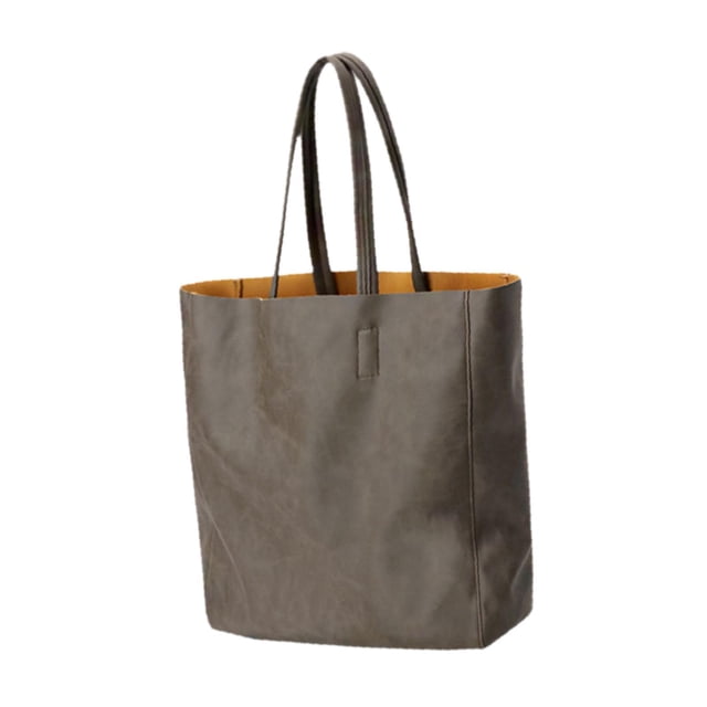 Esquirla Commuting Tote Bag PU Leather Shoulder Bag for Commuting Travel Birthday Gift Dark Gray