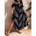 thumbnail image 4 of HKEDES Women Plus Size Floral Midi Dress, Flowy Split Design, Off-Shoulder Surplice Nec, 4 of 6