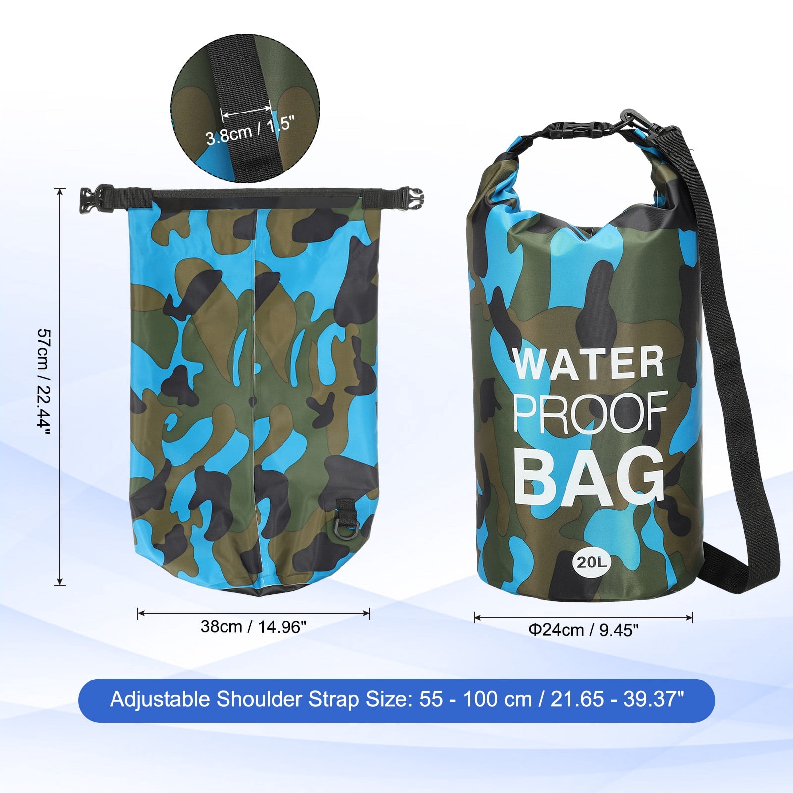 Uxcell Waterproof Dry Bag, 20L Water Proof Bags Lightweight Dry Storage Floating Backpack with Whistle (1 Pack, Sky Blue Camouflage)