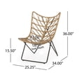 thumbnail image 5 of Fordy Outdoor Chair Set of 2- Curved Seat- Brown Rattan- Black Metal, 5 of 5
