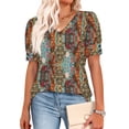 thumbnail image 5 of WIHOLL Womens Tops Vneck Puff Sleeve Buttons Summer Ladies Shirts Plus Size Blouses Dressy Casual Spring Outfits, 5 of 11