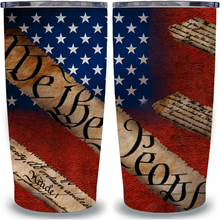 American Flag Patriotic Coffee Tumbler for Men 20 oz Vacuum Insulated  Stainless Steel Travel Mug Gifts
