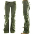 SpringTTC Women's Low Waist Loose Fit Fulllength Solid Pockets Cargo Pants