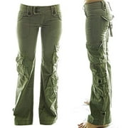 SpringTTC Women's Low Waist Loose Fit Full-length Solid Pockets Cargo Pants