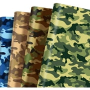 SJJCHU 4 Designs PresNok Camouflage Premium Kraft Gift Wrap Paper 12 Sheets,Military Camo Wrapping Paper for Veterans Day Birthday Wedding Holiday Gift Wrap