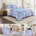 thumbnail image 6 of Full Quilt Set 78''x90'', Stained Glass Lightweight Summer Bedspread Coverlet Set with 2 Pillow Shams, Blue Purple Floral Geometric Breathable All Season Quilt Bedding for Bedroom/Guest Room, 6 of 9