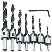 Tongliya 7pcshigh speed steel 3-10mmThree-point woodworking countersunk drillreaming bitWoodworking Chamfer
