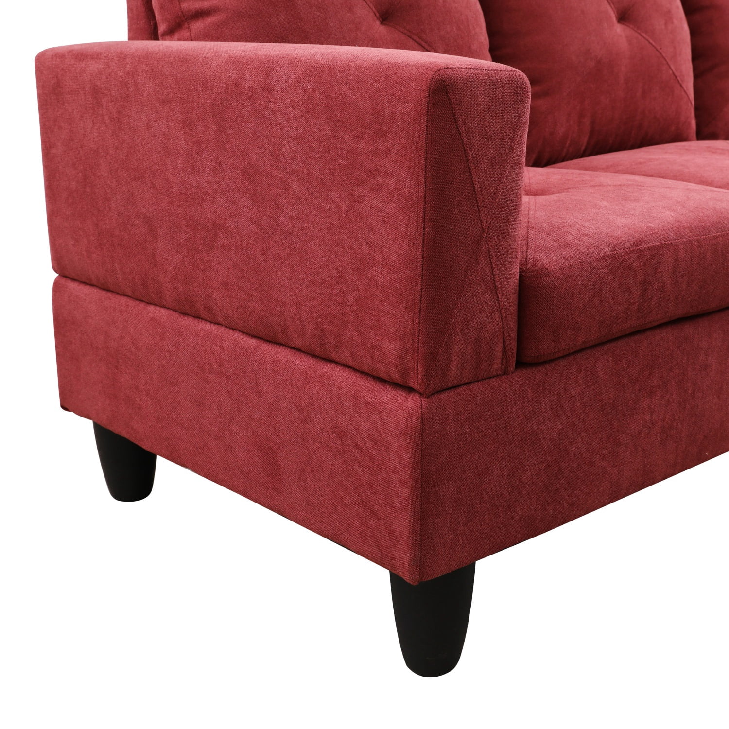 Hommoo 4 Seat Sectional Sofa Living Room Furniture Sets, Modern Flannelette L Shaped Couches and Sofas Model for Home, Red(No Ottomans)