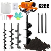 PRIJESSE Gas Powered Earth Digger Post Hole Digger with 3 Extension Rods + 3 Auger Drill Bits