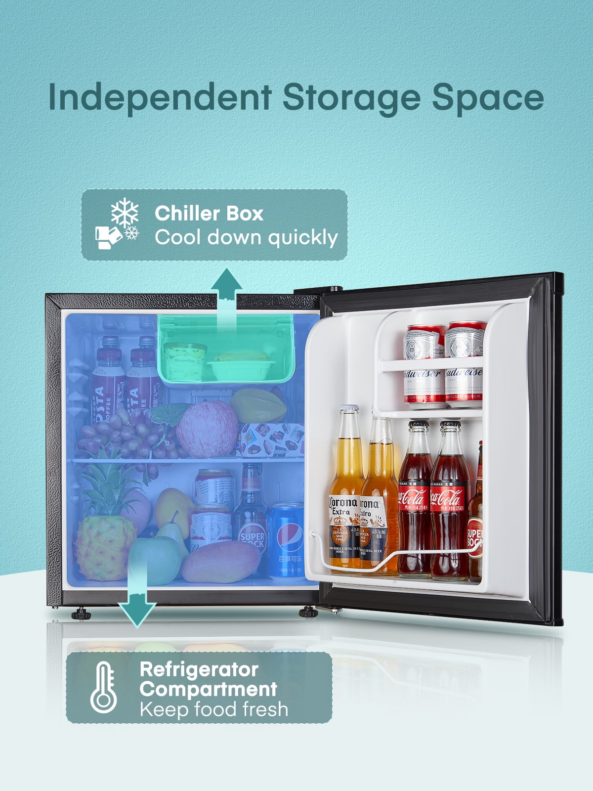 1.6 Cu. ft Fridge with Freezer for Bedroom, Refrigerator for Office, Black
