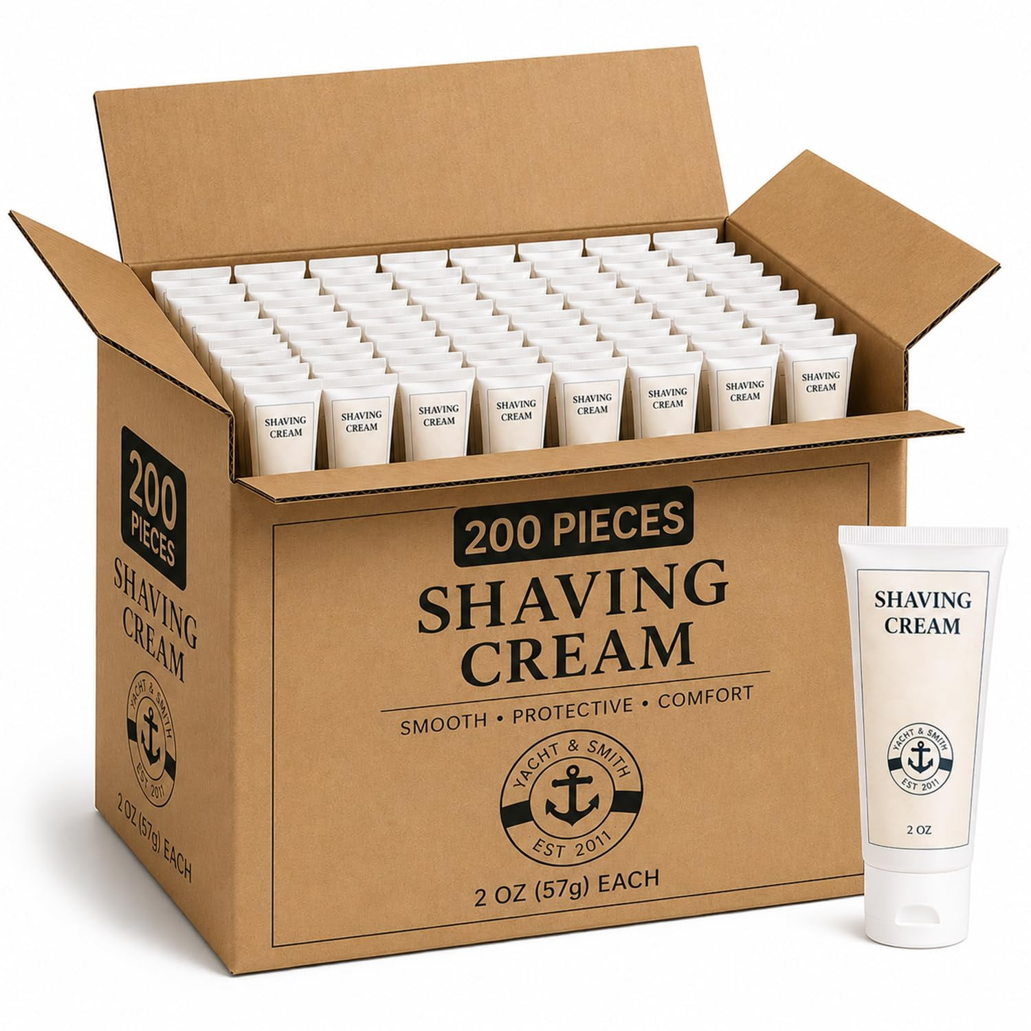 YACHT & SMITH 100 Pack Bulk Shaving Cream Tubes, 2 oz Travel Size Shaving Cream, Wholesale Grooming Supplies