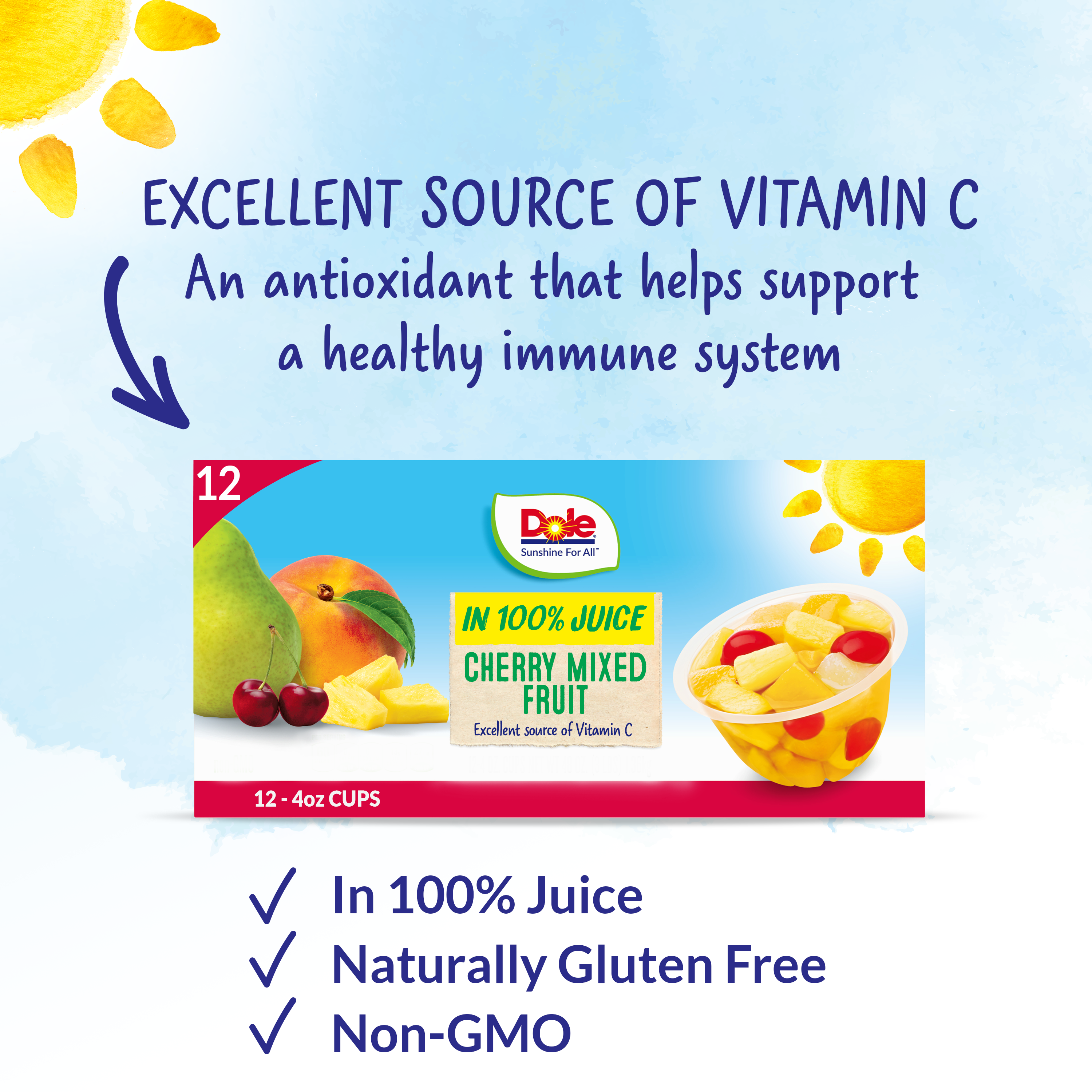 Dole Fruit Bowls Cherry Mixed Fruit in 100% Fruit Juice, 4 oz (12 Cups) - image 3 of 10