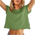 thumbnail image 2 of Blusa corta con estampado de manga corta y cuello redondo informal cómoda a la moda para mujer OAVQHLG3B Store lin121212, 2 of 4