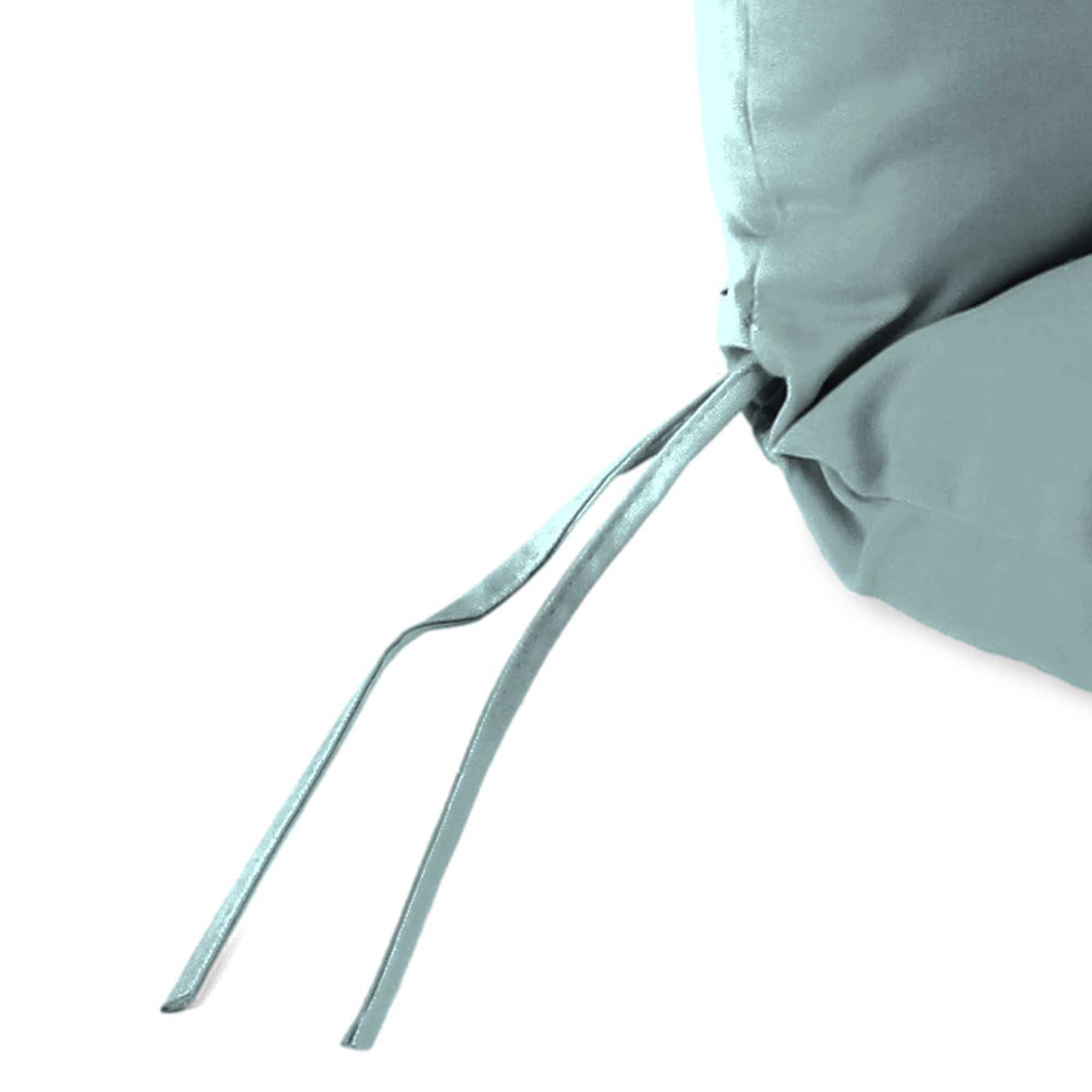 Jordan Manufacturing Sunbrella 45" x 22" Cast Mist Light Teal Solid Rectangular Outdoor Chair Cushion with Ties and Hanger Loop
