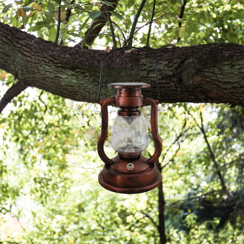 Solar Lantern Outdoor Waterproof,LED Vintage Flickering Flame Solar  Lights,Camping Lamps,Solar Powered Hanging Rustic Heavy Duty Lantern  Landscape