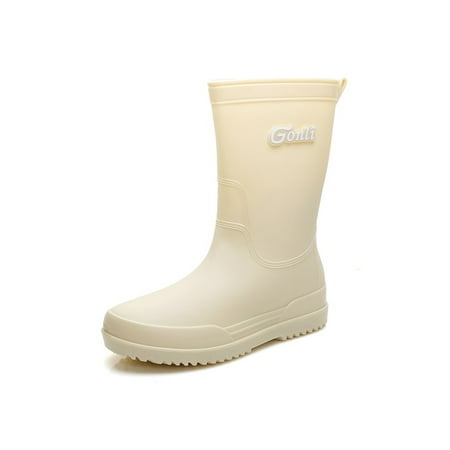 

Colisha Women s Garden Shoes Wide Calf Waterproof Boot With Lined Rain Boots Kitchen Comfort Rainboot Pull On Work Shoe White 5.5