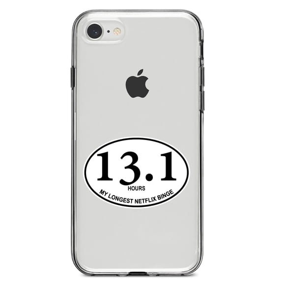 DistinctInk Clear Shockproof Hybrid Case for iPhone 7 8 SE (2020 Model) 4.7" Screen TPU Bumper Acrylic Back Tempered Glass Screen Protector - 13.1 - Hours - Longest TV Binge