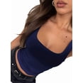 thumbnail image 2 of Women'S Sleeveless Square Neck Tank Top Double Layer Basic Crop Tops Summer Fitness Workout Casual Tops Navy Blue M, 2 of 9
