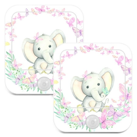 

ALAZA Cute Elephant Butterfly Animal Cute Night Lights Plug into Wall -2 Pack Motion Sensor & Dusk to Dawn Sensor Adjustable Brightness & Warm White