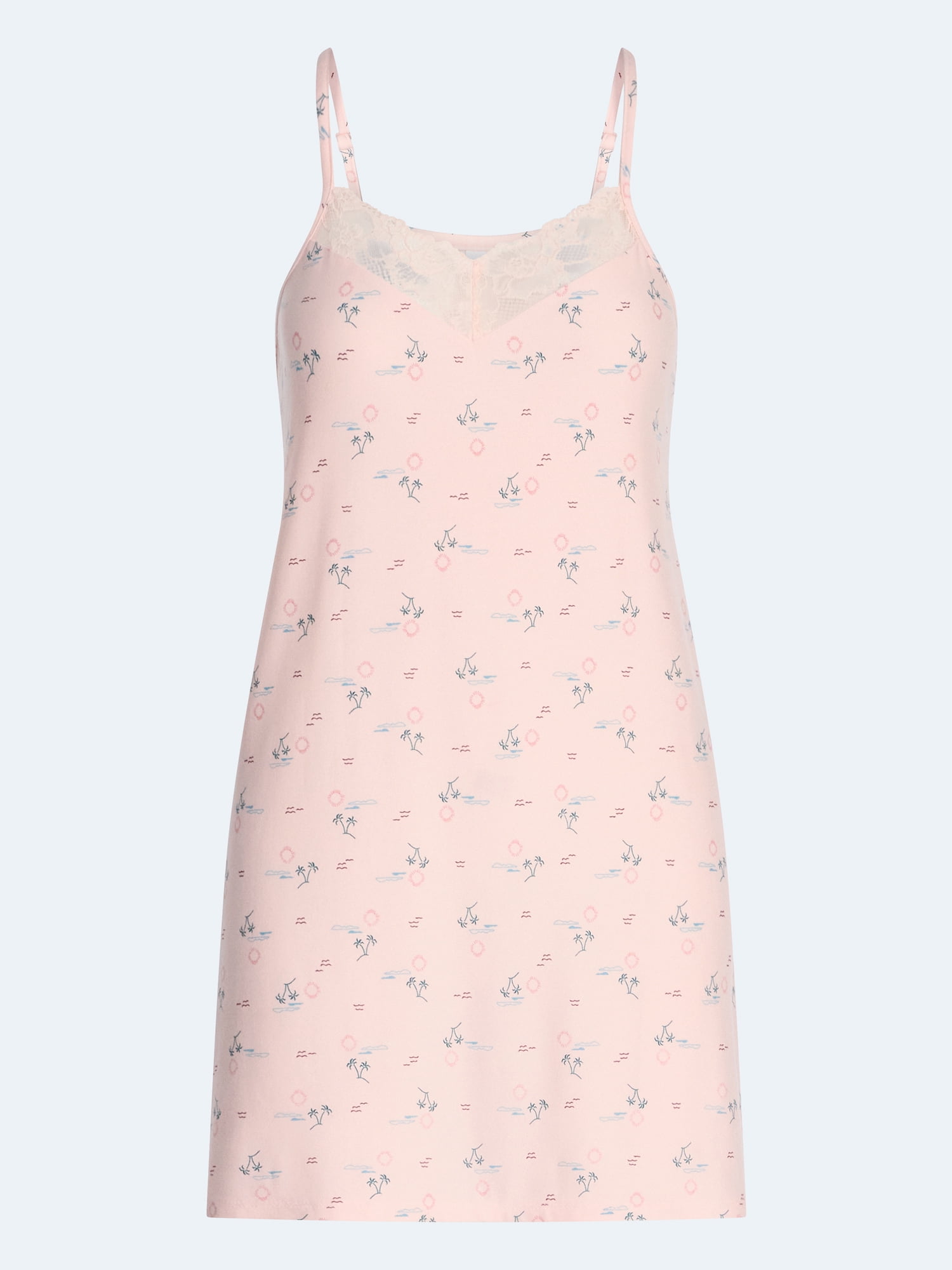 Joyspun Women’s Dreamy Soft Collection Lace Front Knit Chemise, Sizes XS-3X