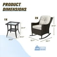 thumbnail image 4 of INTER HUT Stone Creek Outdoor Rocking Chair Wicker Bistro Set w/Cushions & Table, Beige, 4 of 8
