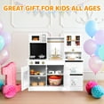 thumbnail image 3 of Pirecart Kids Pretend Play Kitchen Toddler Kitchen Playset with Utensils, Microwave, Storage Boxes, Lights & Sounds, Birthday Gift for Age 3+ Girls and Boys, White, 3 of 8