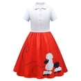 thumbnail image 3 of Faraee Jupe Caniche pour Tout-Petites Filles, Robe Polo à Manches Courtes, Uniforme Mignon, Robes Évasées Évasées, Ligne A, Fête, Princesse, Danse, Vêtements, Rouge, 2-3 Ans, 3 of 6