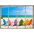 thumbnail image 2 of Wall26 - Colorful Chairs on The Sand Looking Over The Blue Ocean Viewed from Sliding Door - Creative Wall Mural, Peel and Stick Wallpaper, Home Decor - 66x96 inches, 2 of 6
