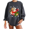 thumbnail image 2 of Women's Tops Winter Christmas Dog Classic Printing Pullover Loose Sweatshirt, 2 of 6