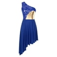 thumbnail image 3 of iiniim 2 PCS Worship Praise Dance Outfit for Women Color Block Irregular Hem Dress with Wide-Leg Blue S, 3 of 7