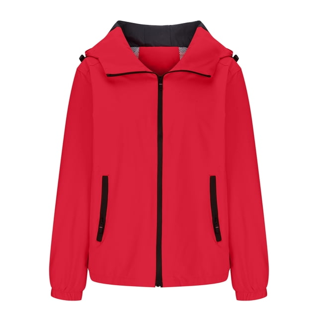 AherBiu Veste Imperméable Légère pour Femmes Grande Taille avec Capuche Manteau Randonnée Extérieur Coupe-Vent Décontracté