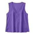 thumbnail image 4 of Hurxie Women's Loose Fit V Neck Lace Sleeveless Summer Tank Top Purple,M, 4 of 7