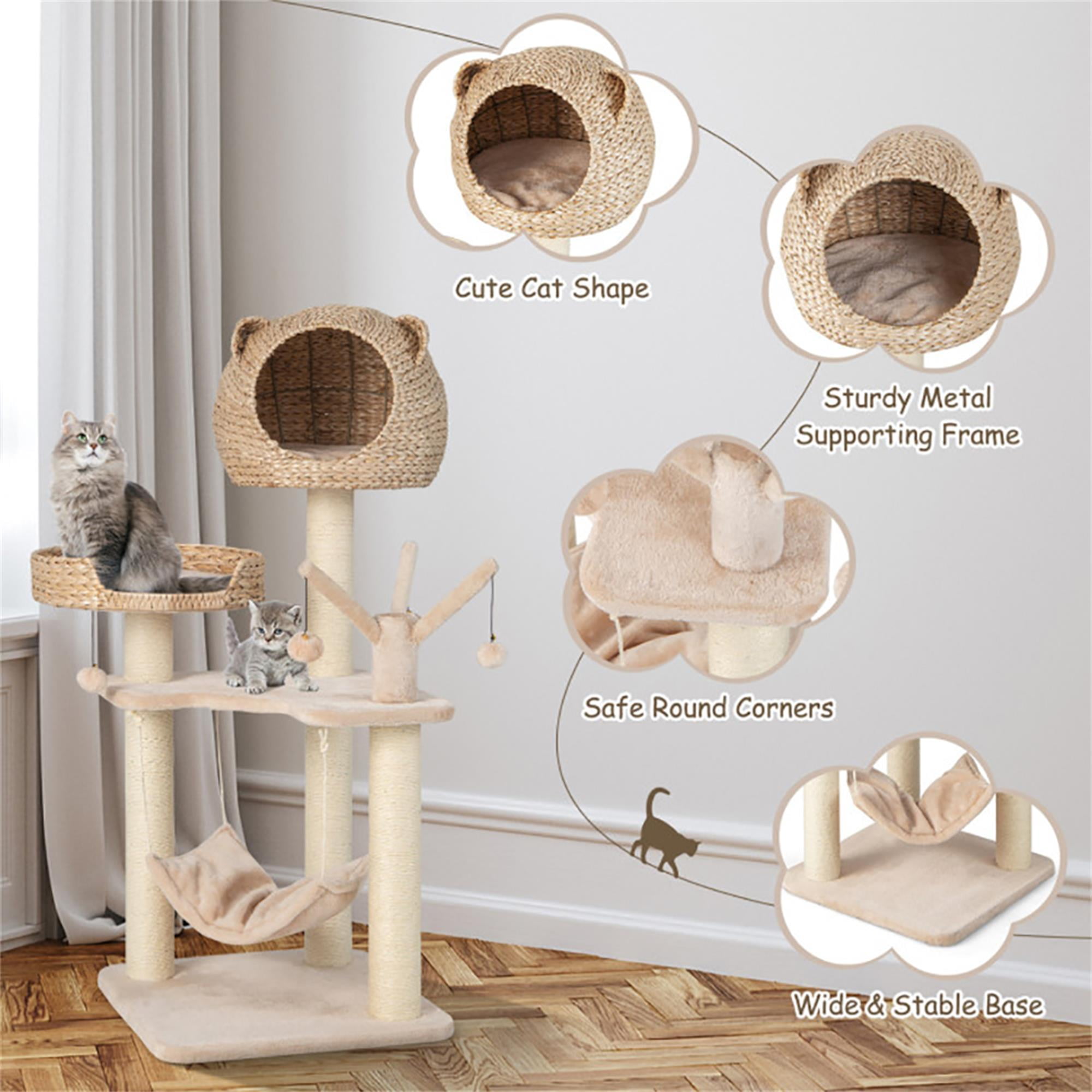 resenkos 48" Multi-level Cat Tree Tower with Hammock for Indoor Cats, Featuring with Cat Condo for Kittens and Cats, Beige