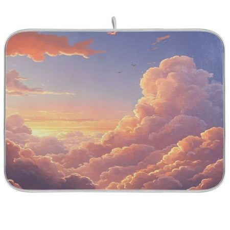 

Kitchen Drying Mat 18x24In Drying Dish Mat Dish Drying Mats Kitchen Countertop Multi-Function Drain Drying Mat Kitchen Table Pink Beautiful Cloud