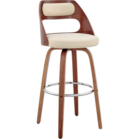 HomeStock Rustic Romance 30" Creame Faux Leather And Walnut Wood Bar Stool - Color:Creame