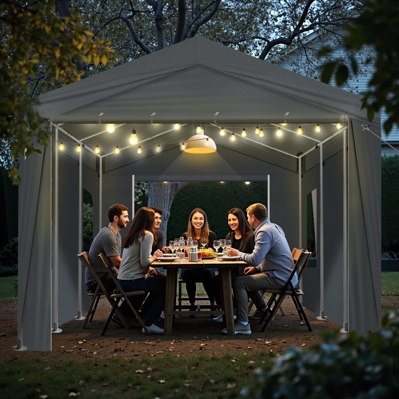 10x20FT Grey Carport Canopy - Heavy-Duty Steel Frame & UV-Resistant PE Cover for Driveways, Gardens, Outdoor Events, Vehicle Protection