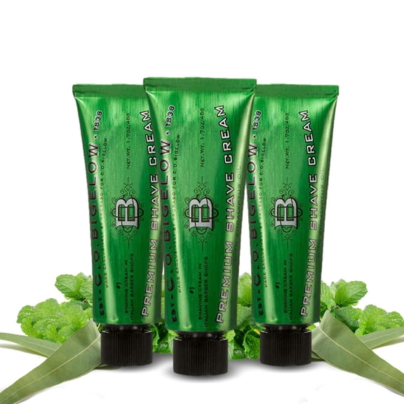 Crema de afeitar de viaje C.O. Bigelow, paquete de 3 de 50 ml. Crema de afeitar para hombre con aceite de eucalipto para piel sensible y todo tipo de piel, tamaño de viaje.